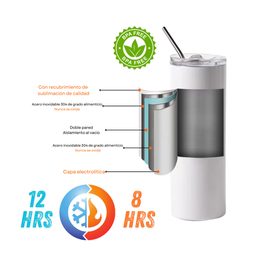 Vaso Térmico Tumbler Sublimable 20 Oz. de Acero Inoxidable – Doble Pared