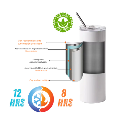 Vaso Térmico Tumbler Sublimable 30 Oz. de Acero Inoxidable – Doble Pared